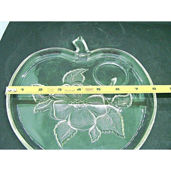 Hazel Atlas Orchard Crystal Clear Glass Apple Dish Flowers Snack Luncheon Plate - Picture 7 of 9